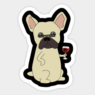 Cool French Bulldog Wine Sticker